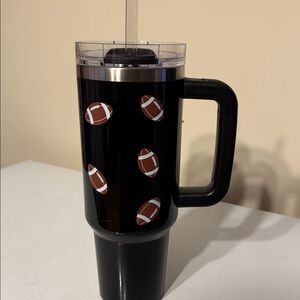 Football Themed Black Travel Mug